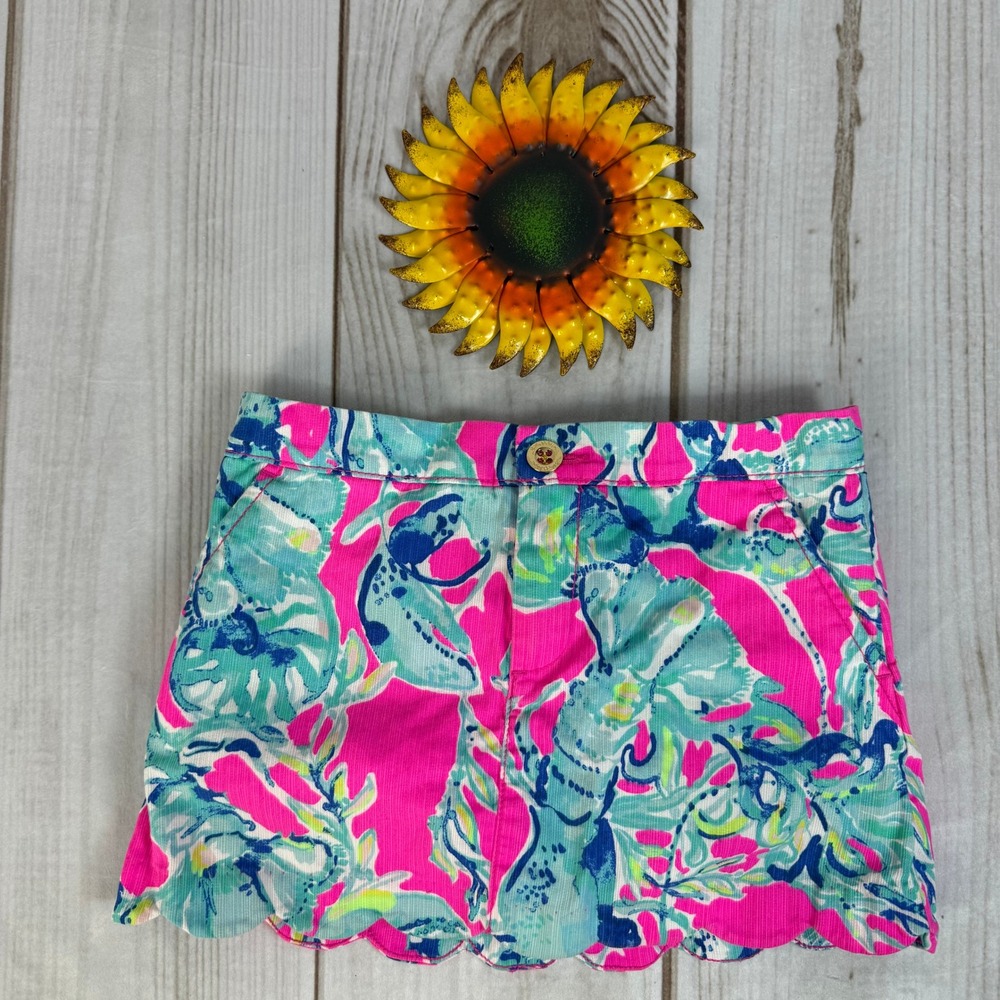 Lilly Pulitzer‎ Girls Raz Berry Lobsters in Love Scalloped Hem Skort Size 7